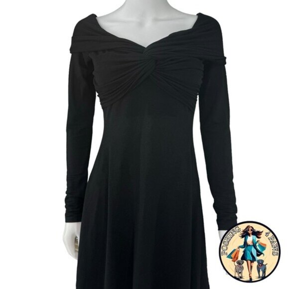 Moon River NEW Black Off the Shoulder Long Sleeve Jersey Knit Maxi Dress Size M - Picture 5 of 11